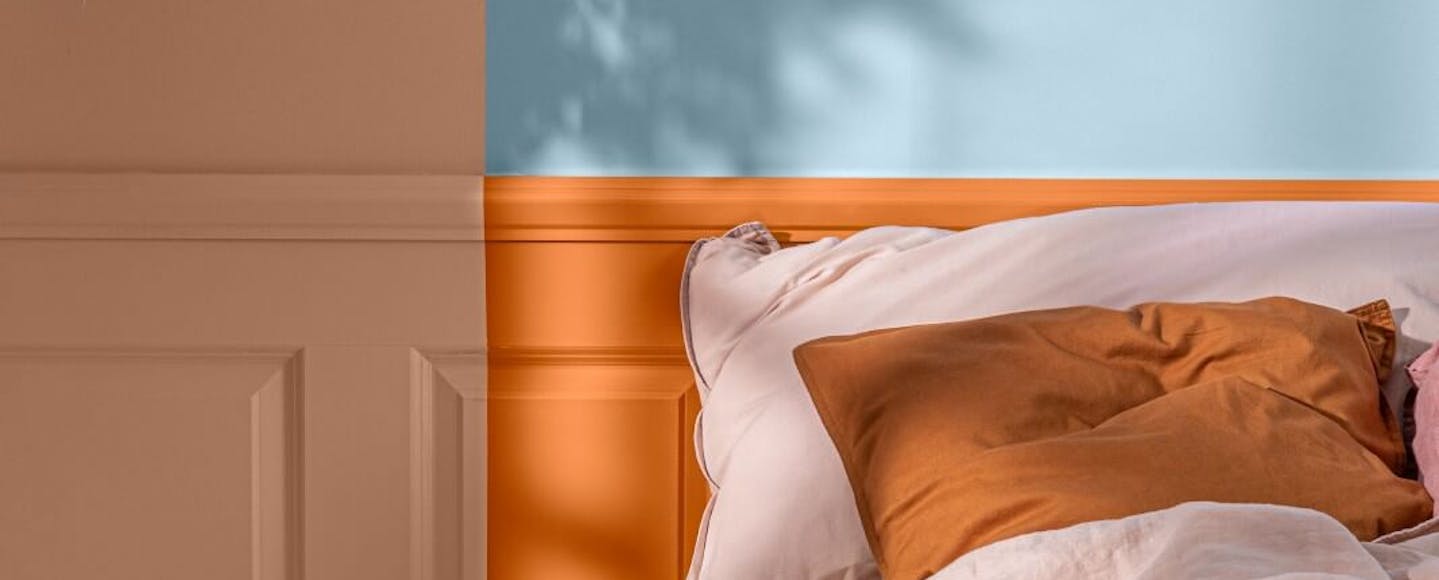 blue and orange bedroom