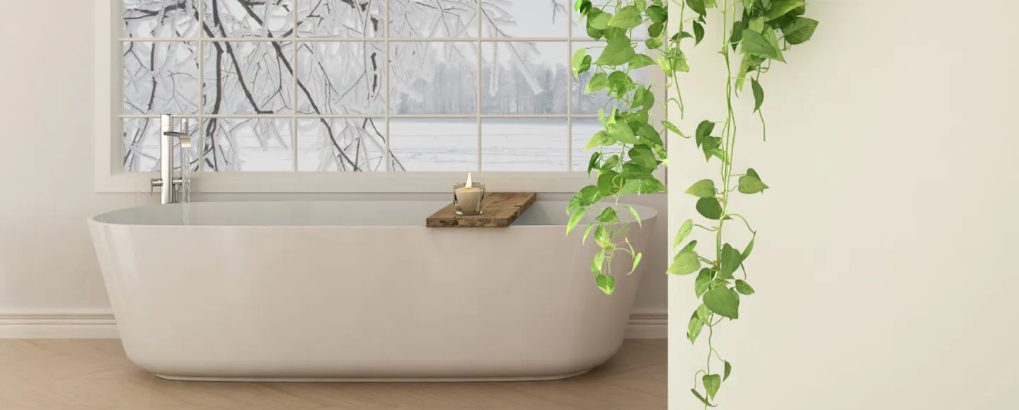 neutral bathroom with plants