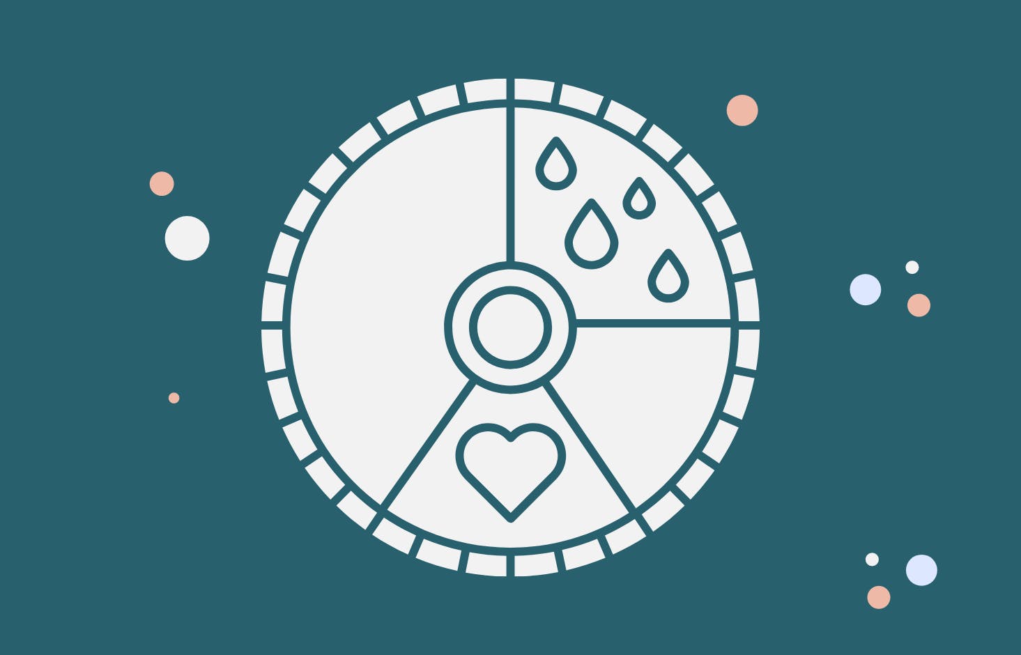 Illustration of menstrual cycle on dark green background.