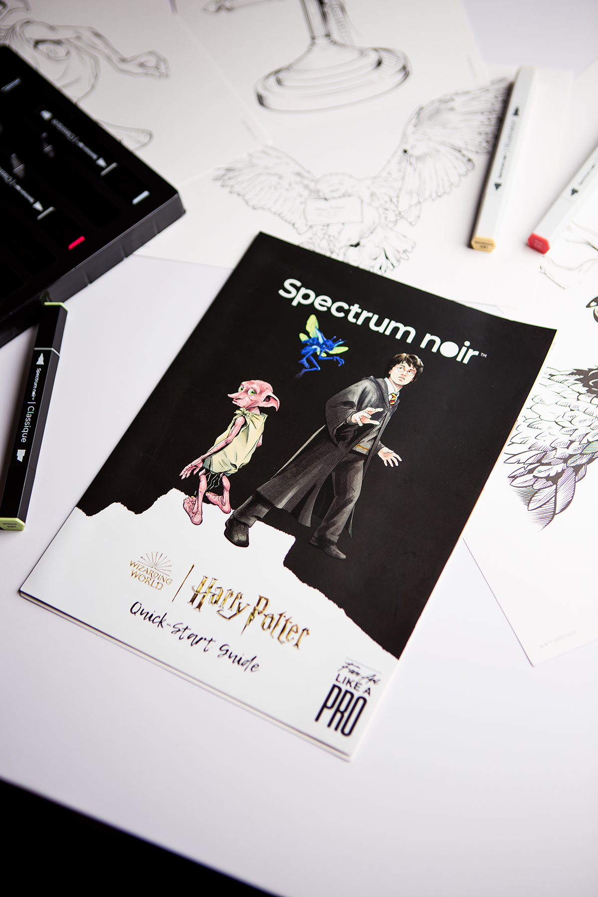 Product photography of a Harry Potter art colouring book