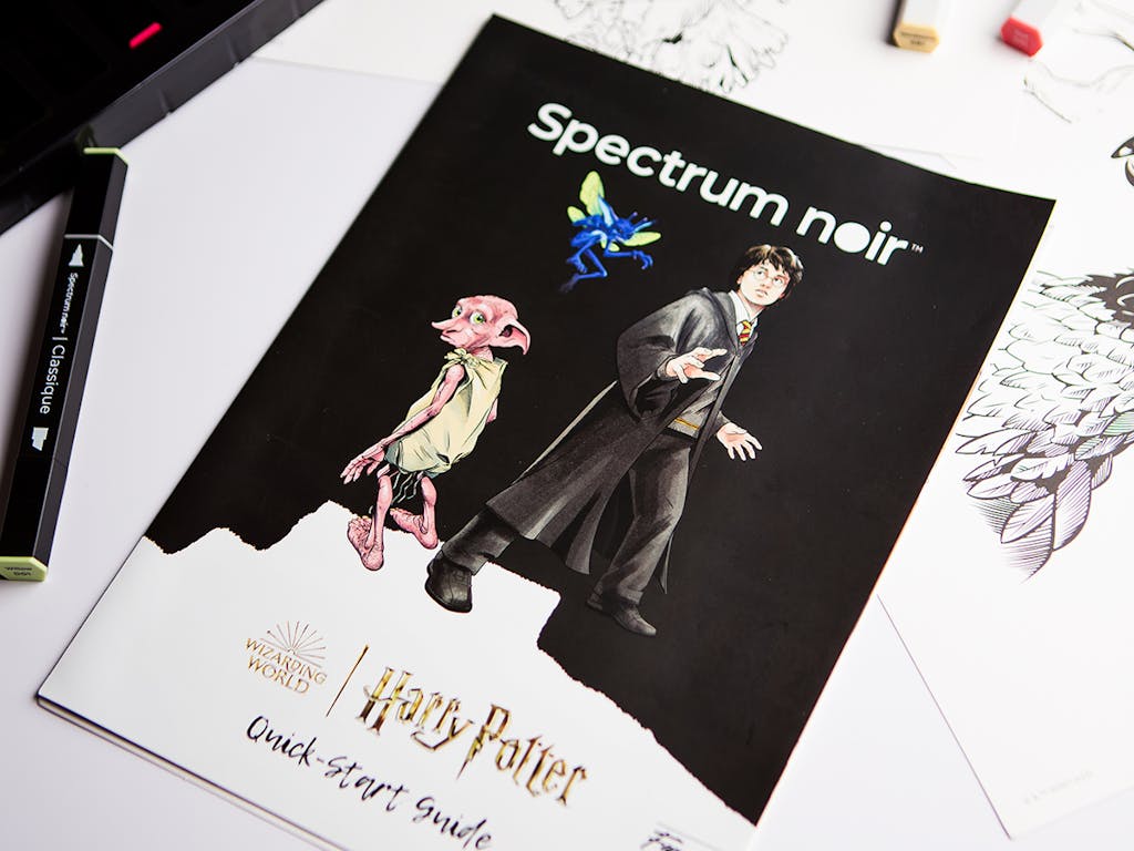 Product photography of a Harry Potter art colouring book