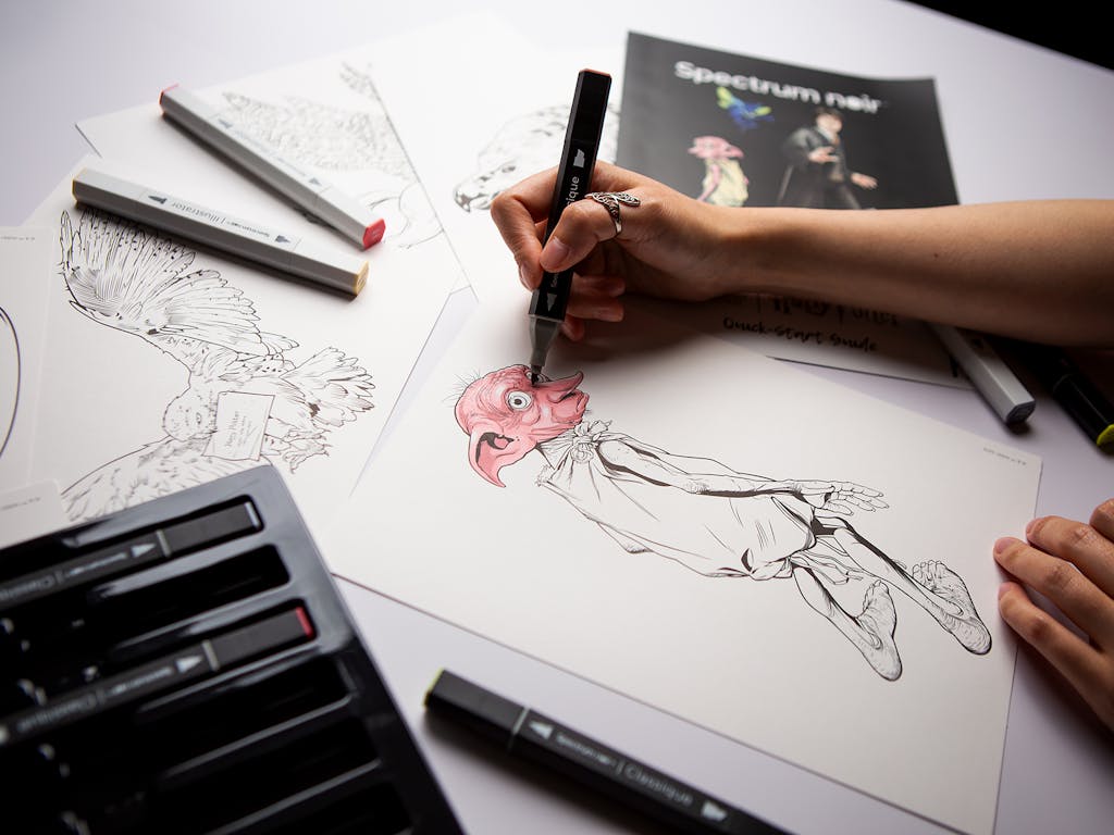 Hand colouring Harry Potter character Dobby