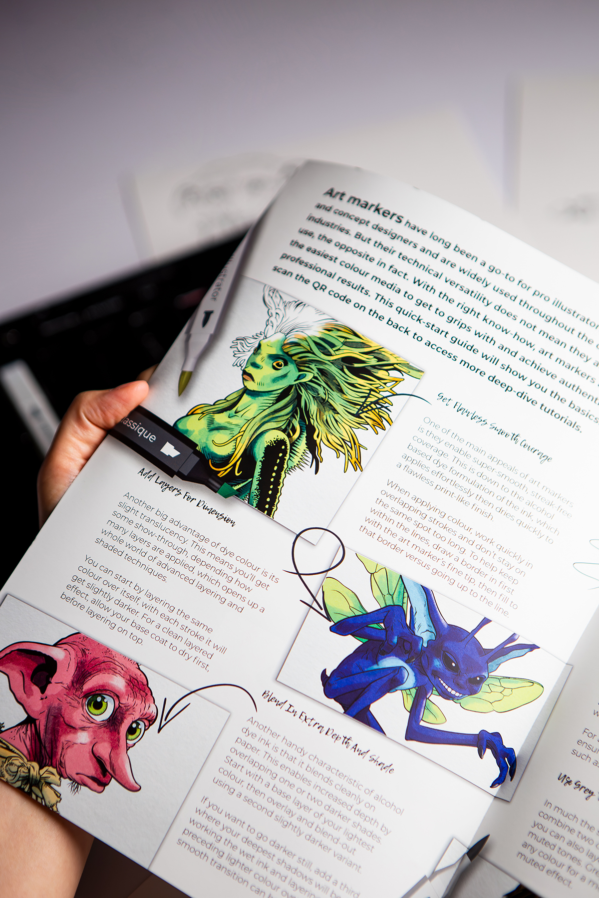 Product photography of a Harry Potter creatures colouring book