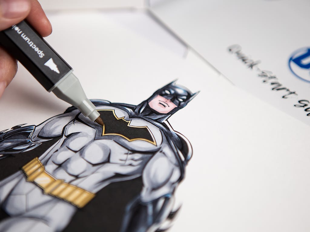 Hand colouring art set of DC super hero Batman