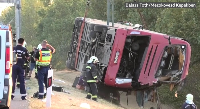Twelve killed as Polish bus veers off Hungarian motorway