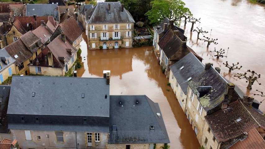 Overstromingen in Dordogne na extreme regenval