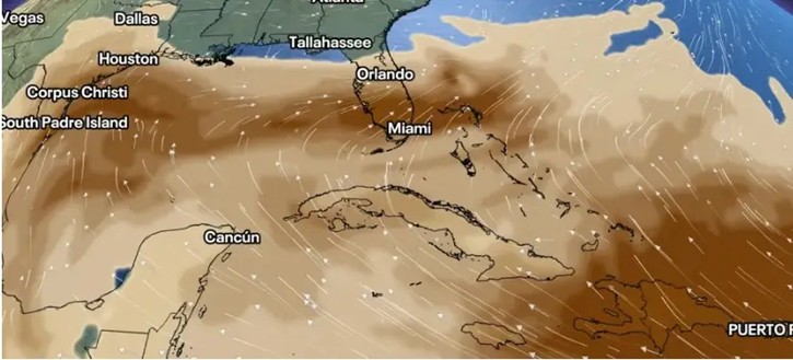 Saharan dust layer moves across Caribbean