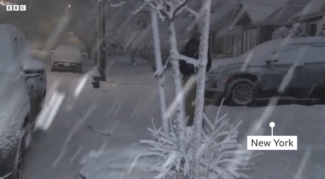 Winter storm covers parts north-east US in snow