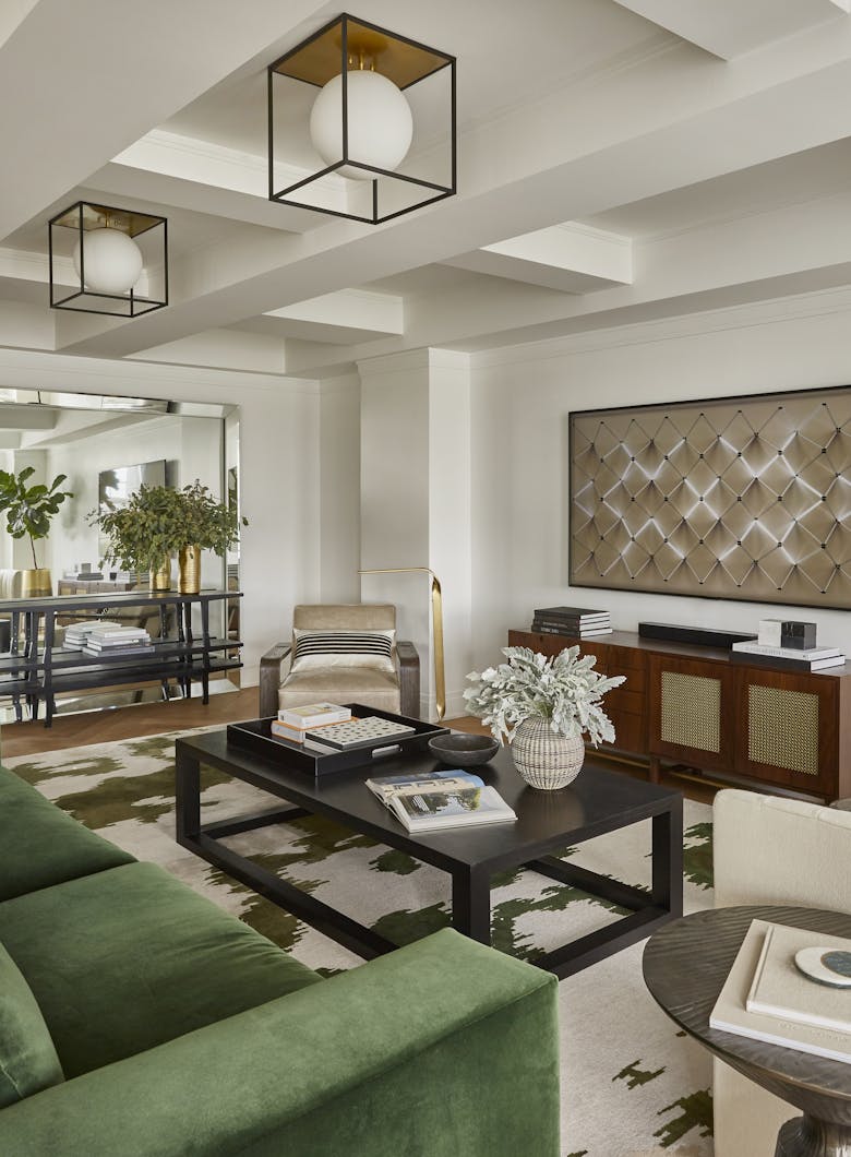 Tina-Ramchandani-Interior-Design-Central-Park-West-Living-Room-Coffee-Table-and-Corner-Chair