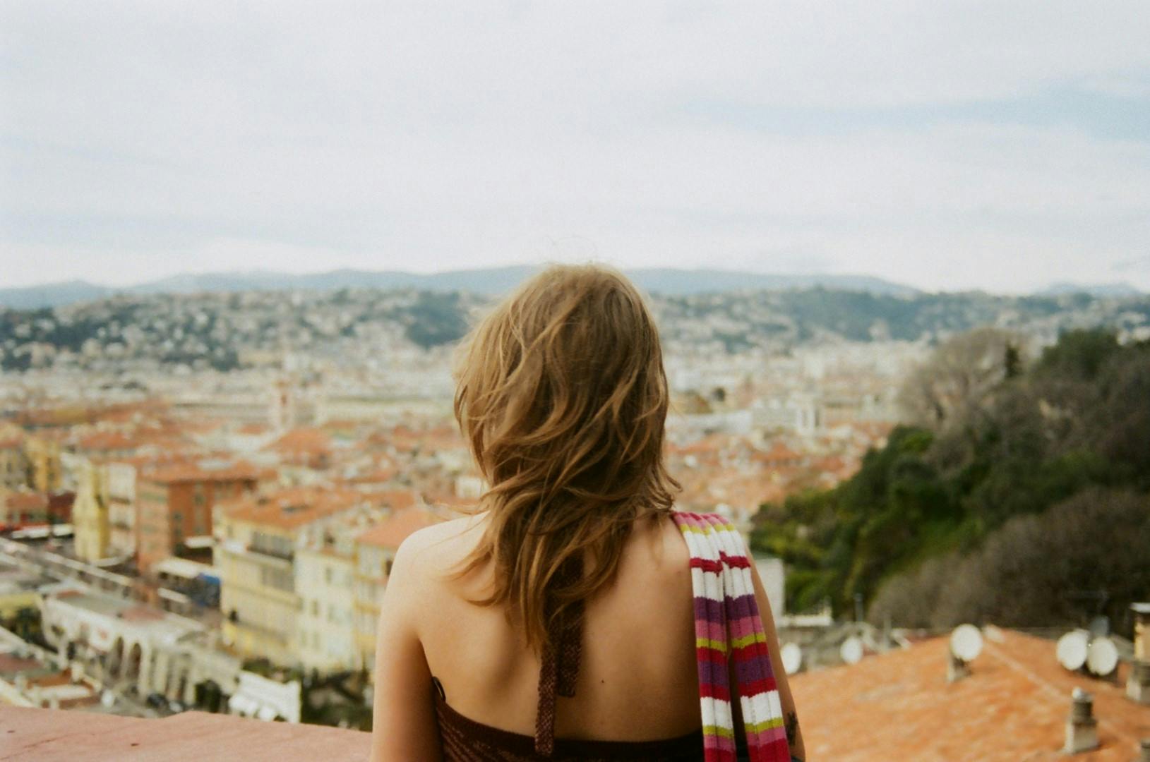 Woman overlooking Nice, France