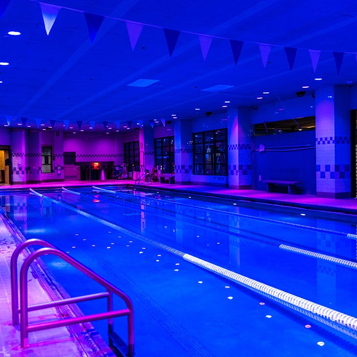 Salt water 25 meter pool at TMPL Hells' Kitchen gym