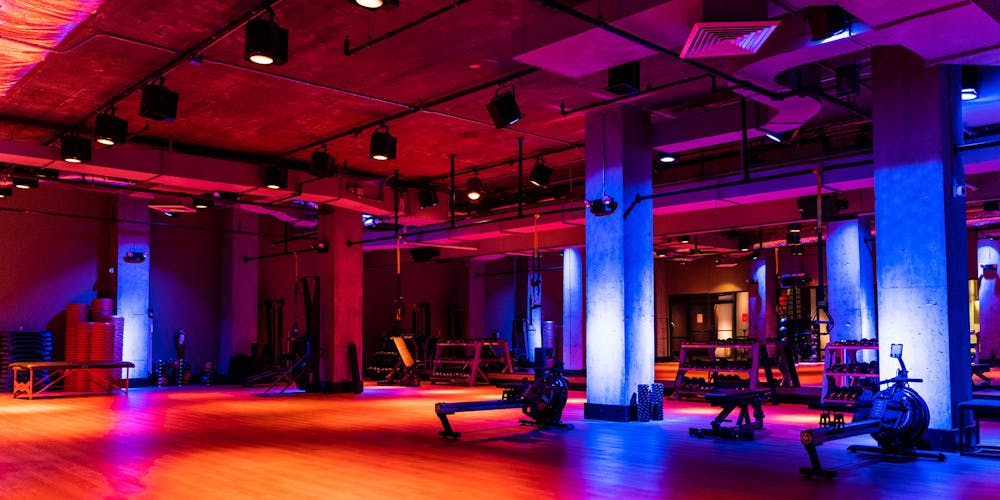 Group exercise studio at our TMPL Hells Kitchen gym