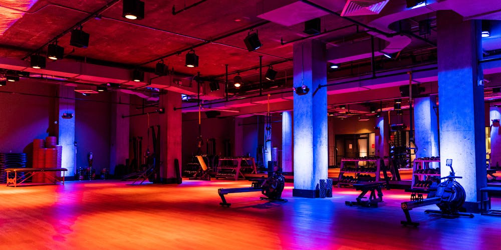 Group exercise studio at TMPL Hells Kitchen gym