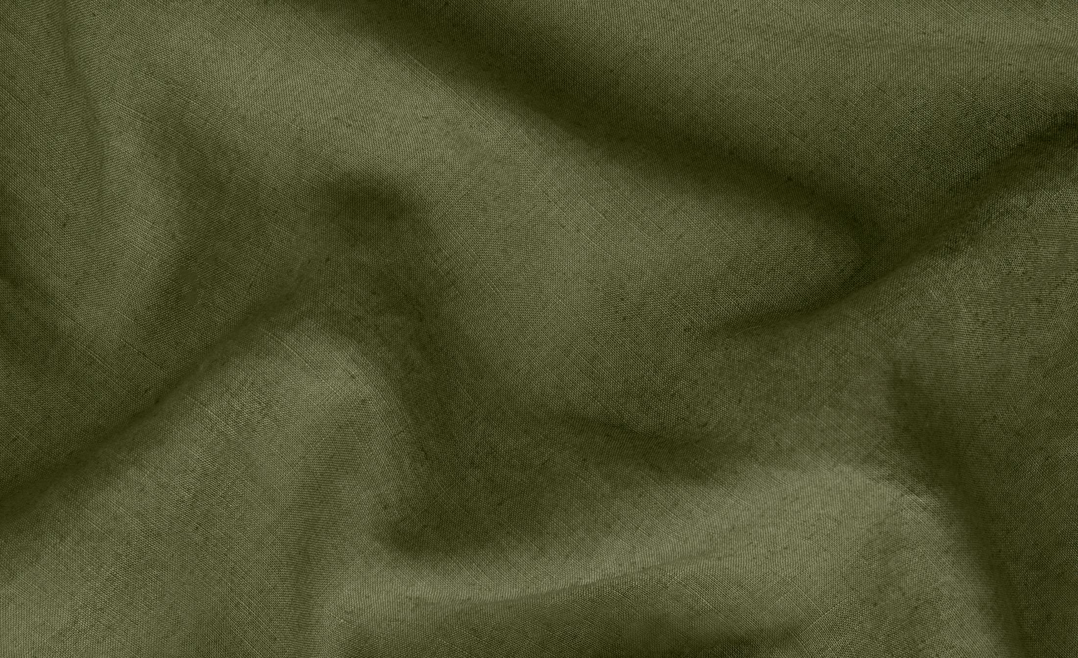 Close up of texture of Linen Sheet in Moss color.