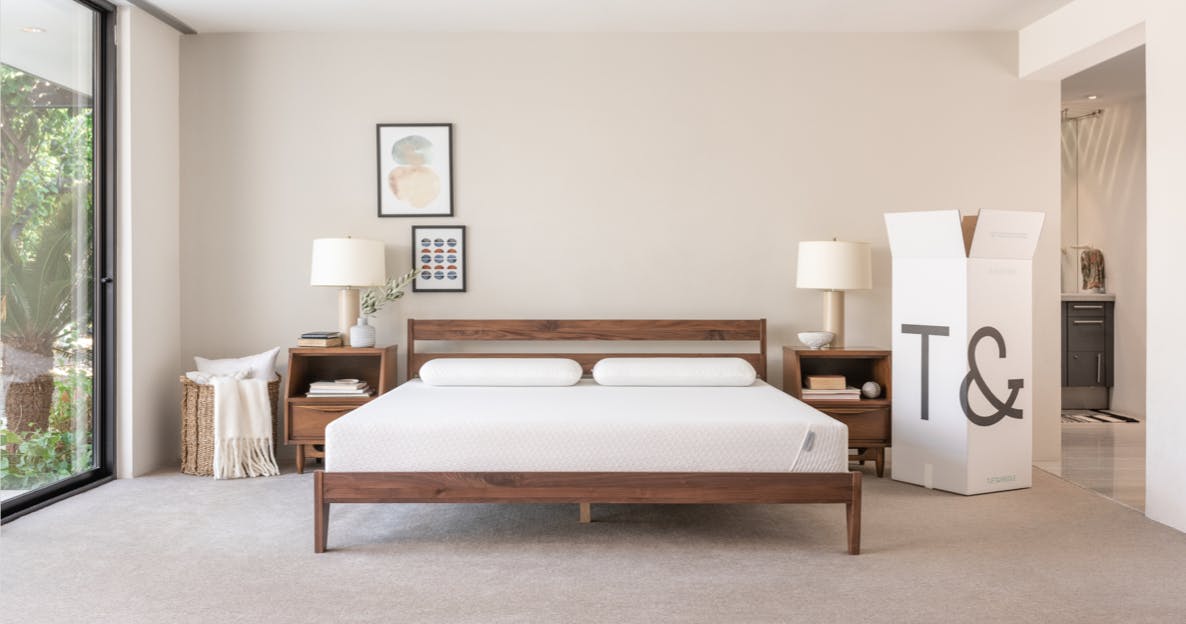 Tuft & Needle mattress in a bedroom