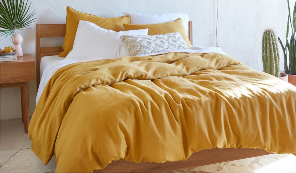 Bed made with Hemp Bedding from Tuft & Needle