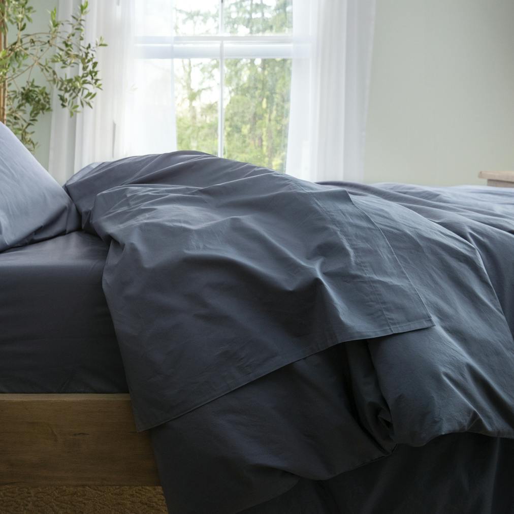 Tuft /& Needle 100/% Cotton Percale Duvet Cover Full//Queen 215 Thread Count Charcoal