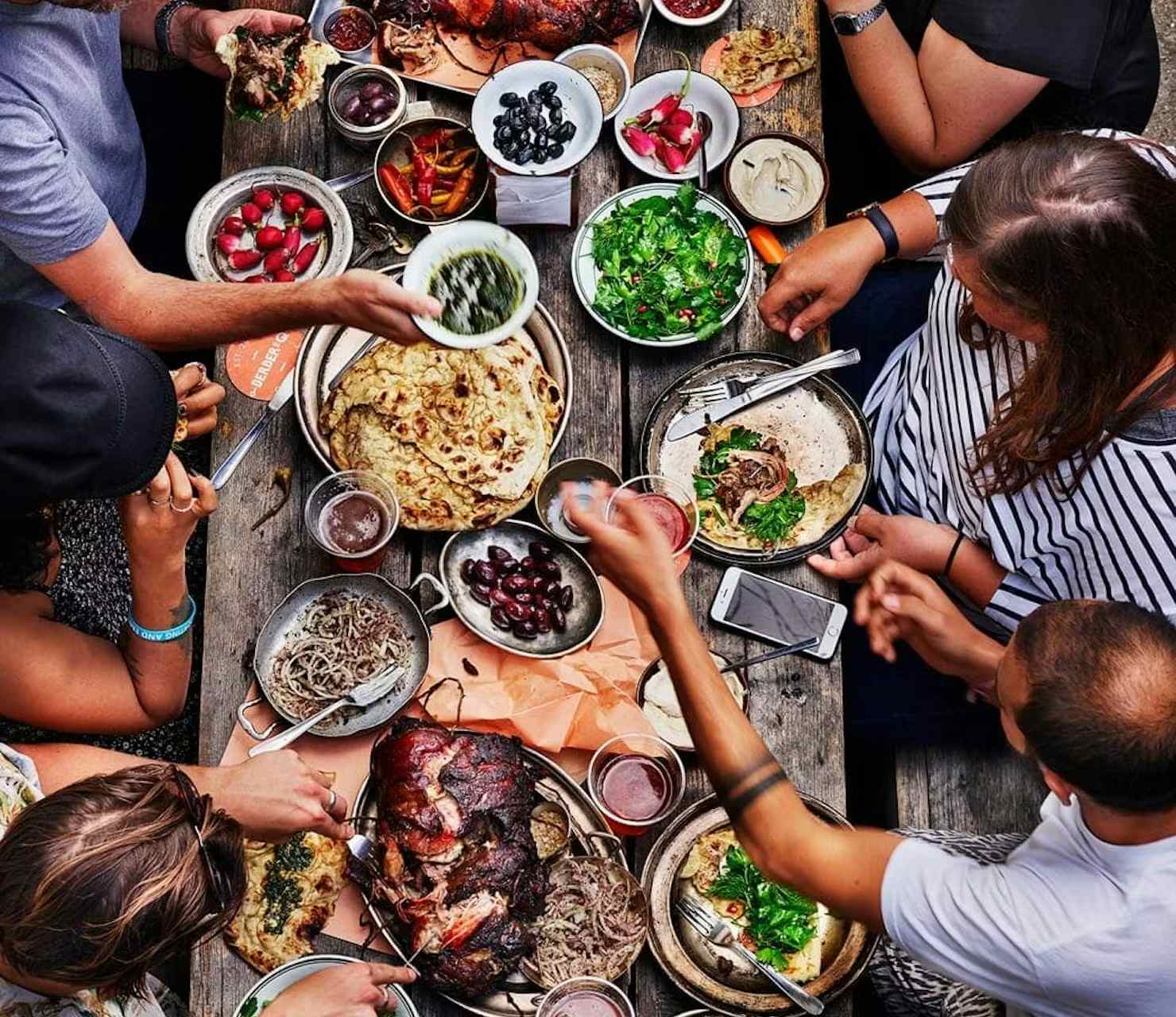 sharing plates on table