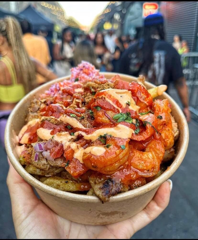 Nigerian catering food in a brown bowl