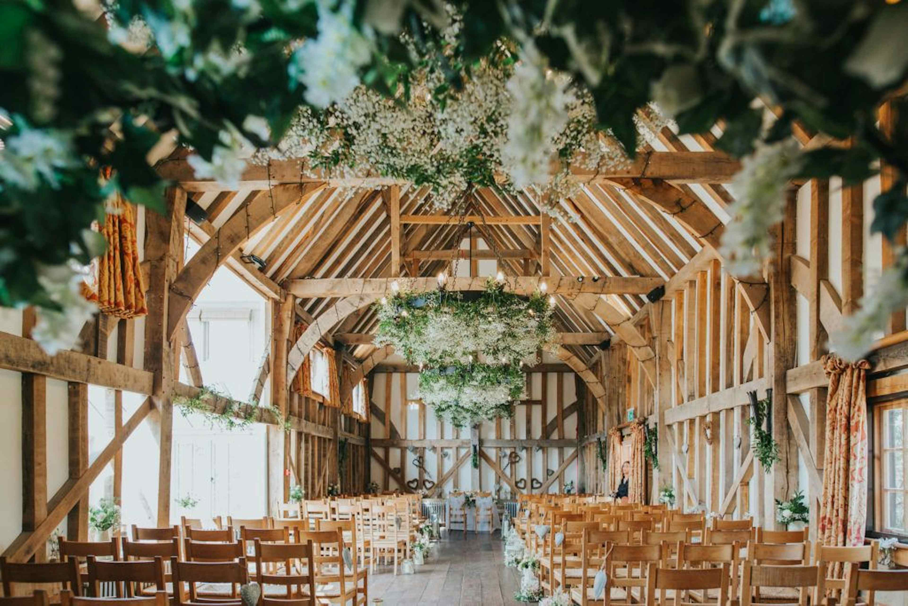 wedding barn with floral decorations