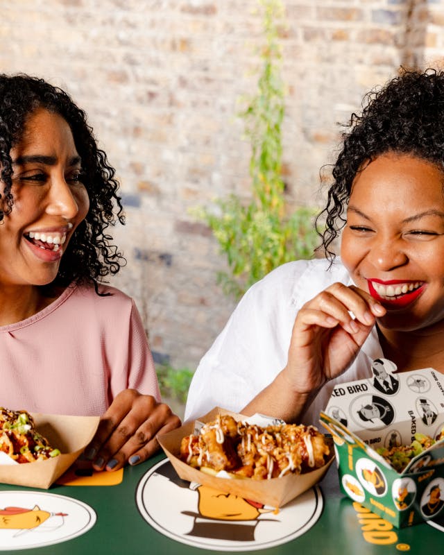 Enjoying some food from Baked Bird at a summer party