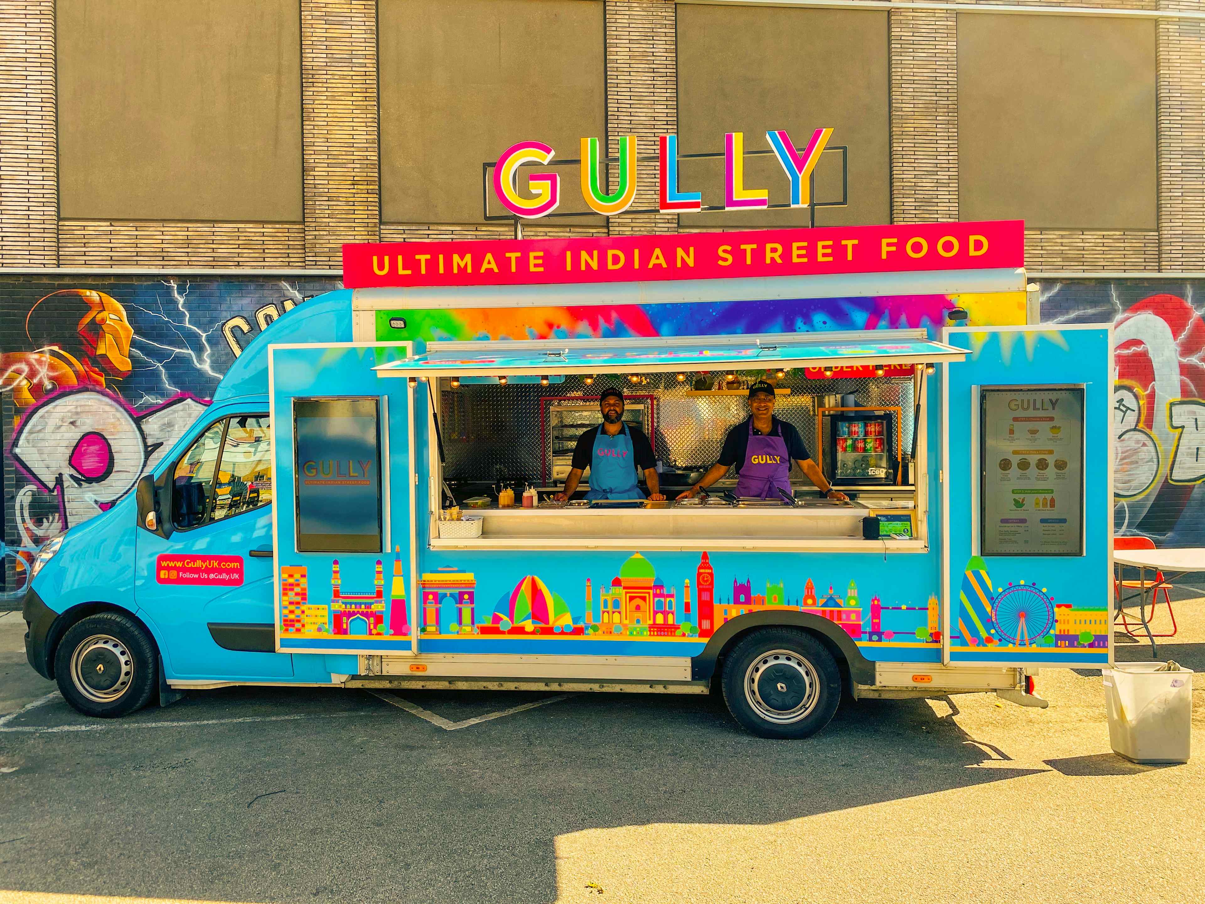 Gully brightly coloured food truck