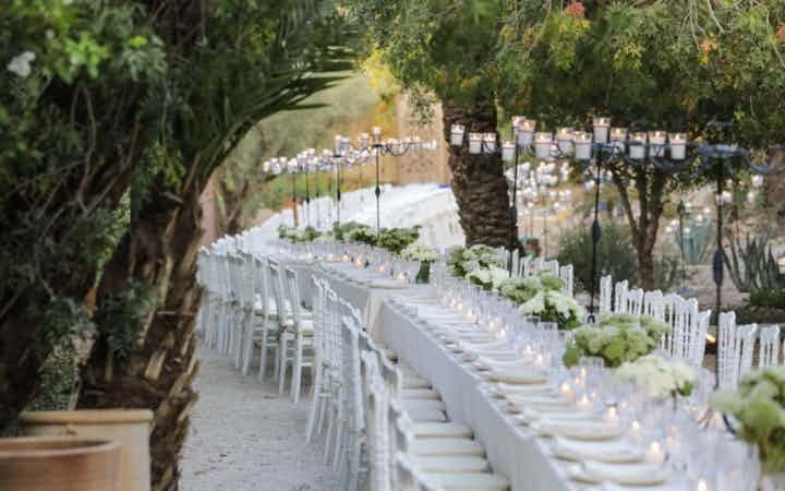 long white table at a wedding