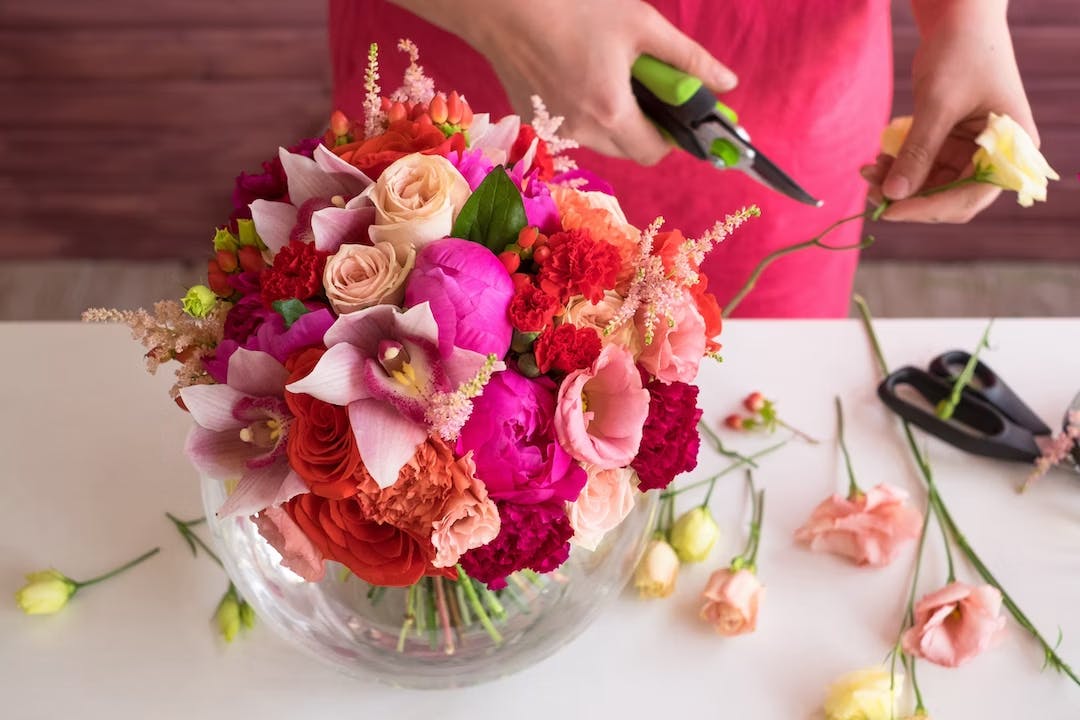 Florist making an arrangement
