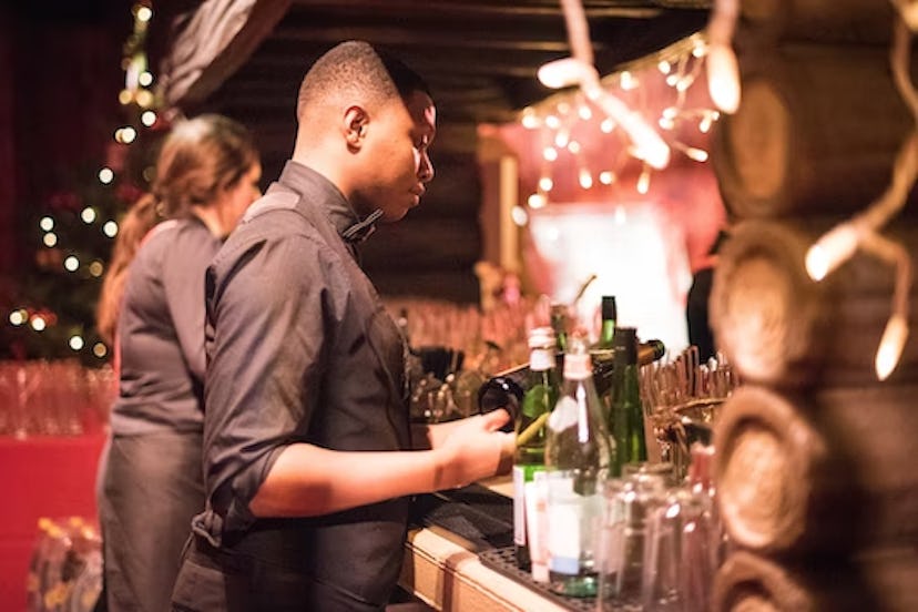 Bartender making drinks