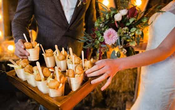 posh fish and chips at a wedding