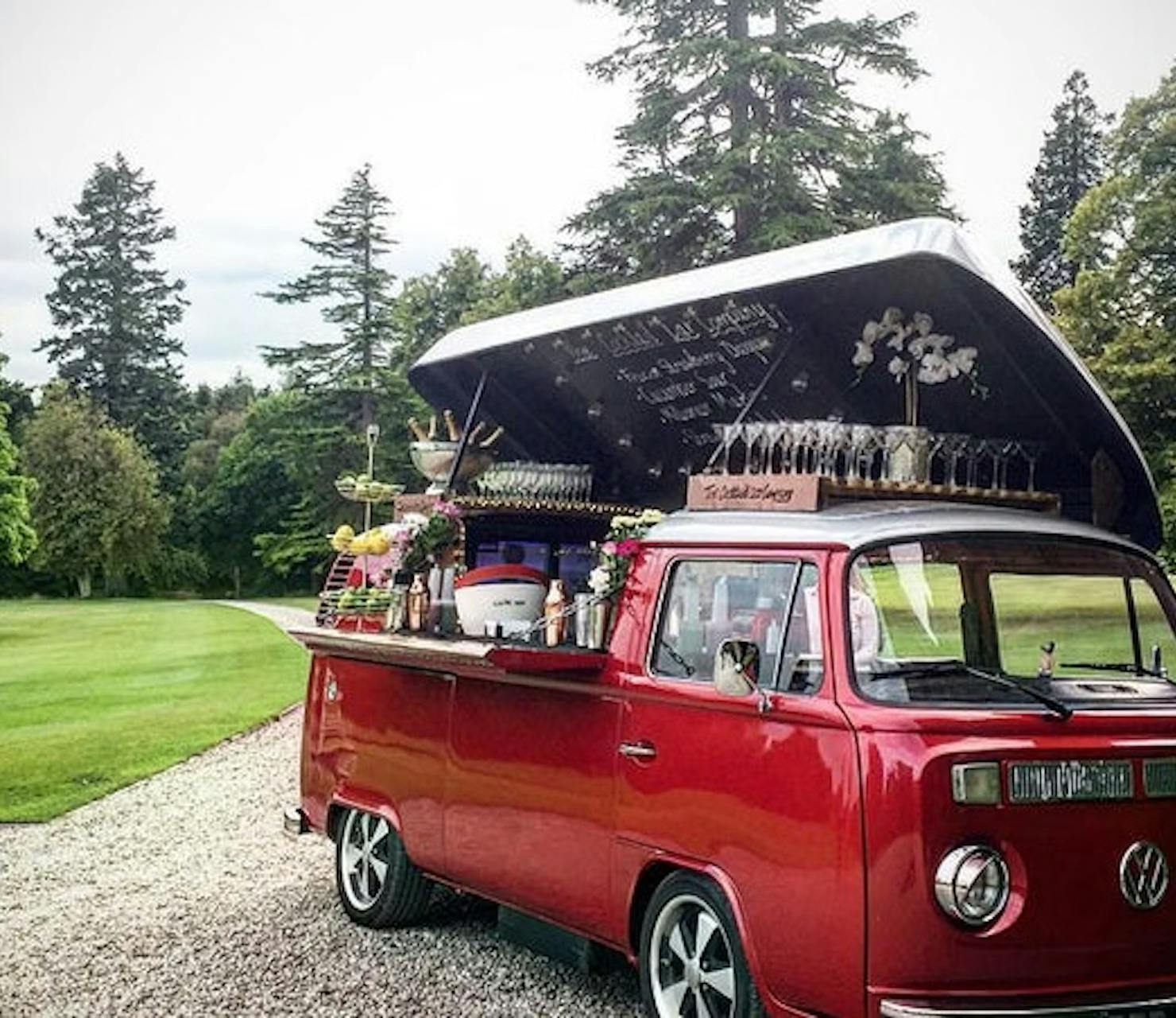 red mobile cocktail van