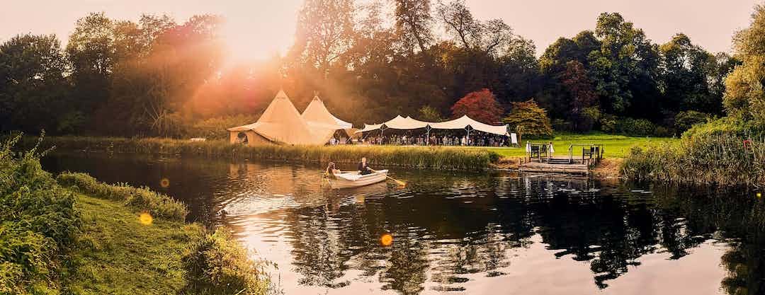 wedding marquee on edge of river