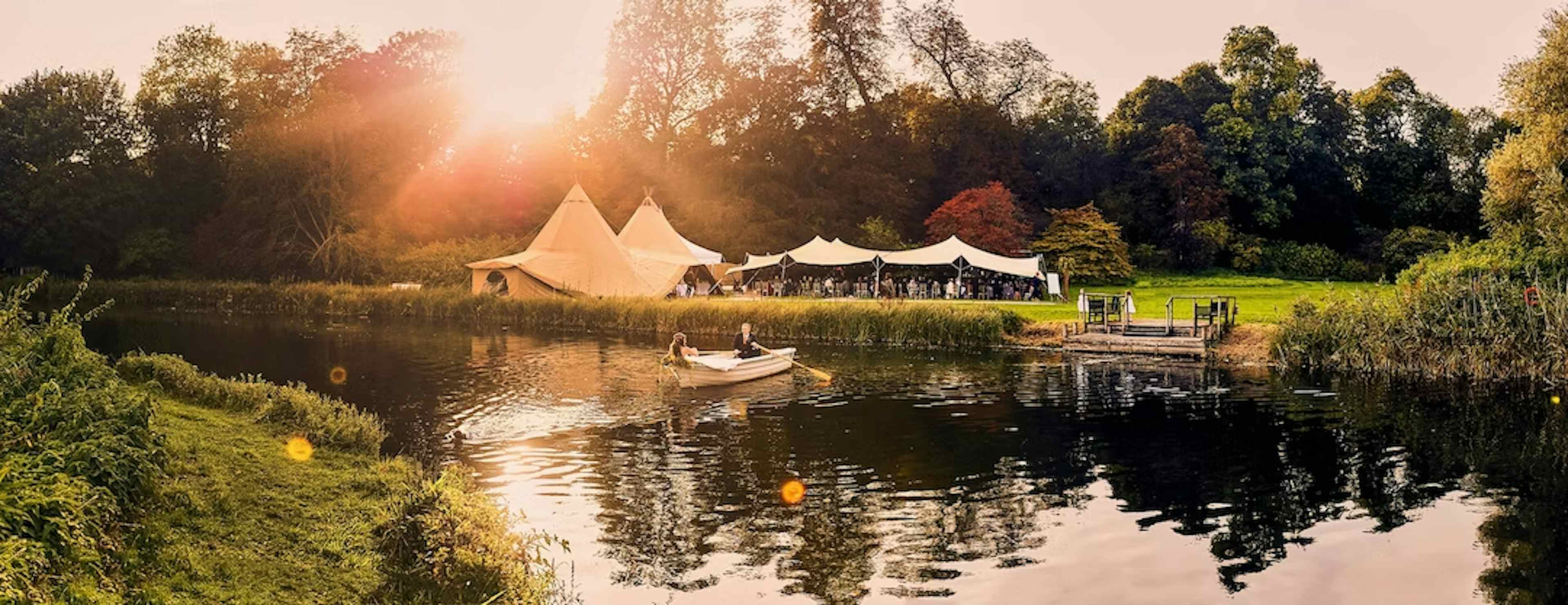 view of marquee from across river