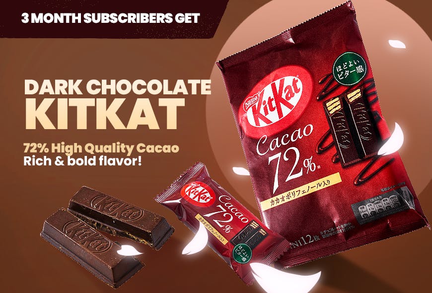 TokyoTreat's KitKat Souvenir Bonus campaign promotion with 3-month featured items.