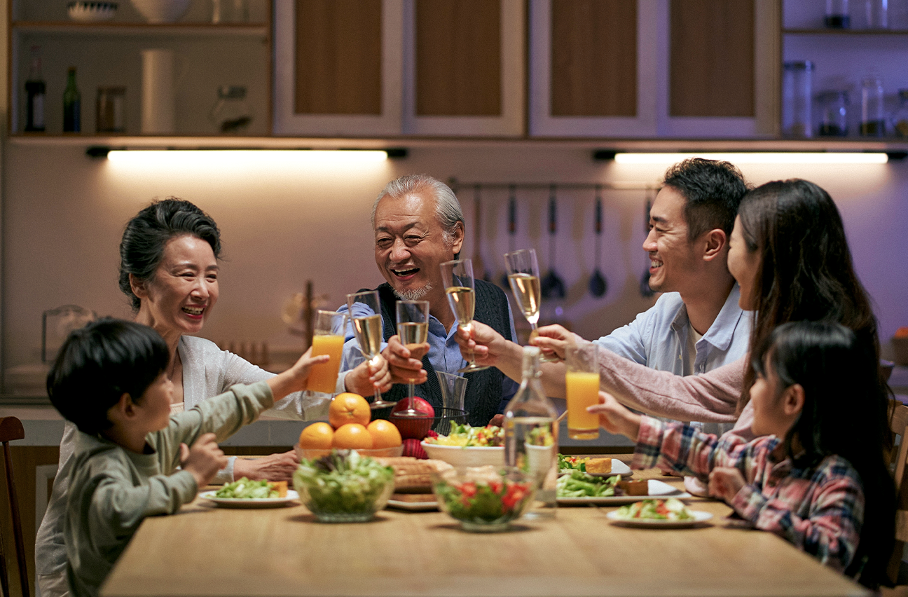 Family enjoying New Year's eve together in Japan.