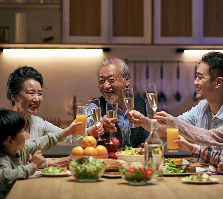 Family enjoying New Year's eve together in Japan.