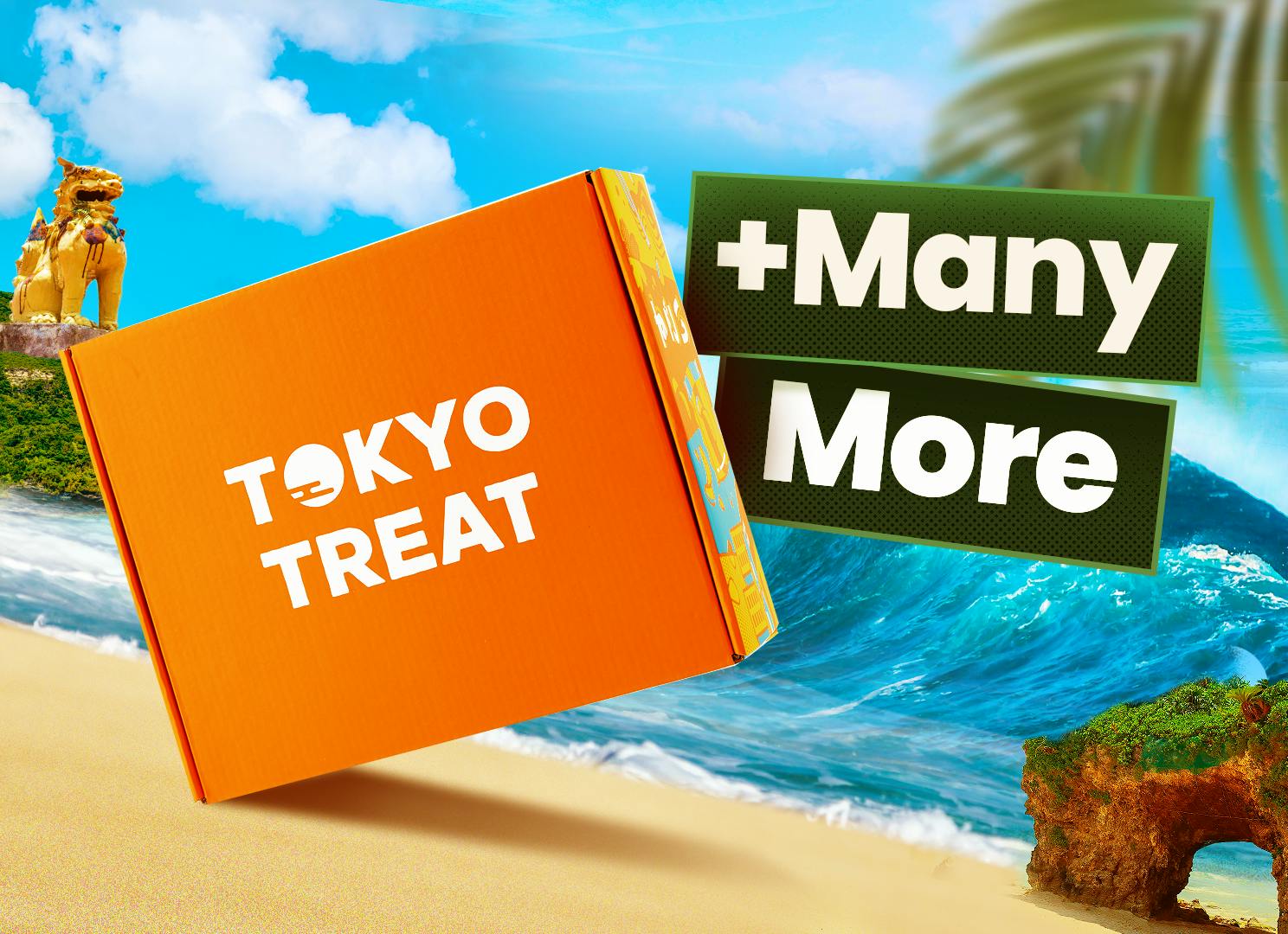 TokyoTreat's famouss orange box sits on a beach backdrop in Okinawa.