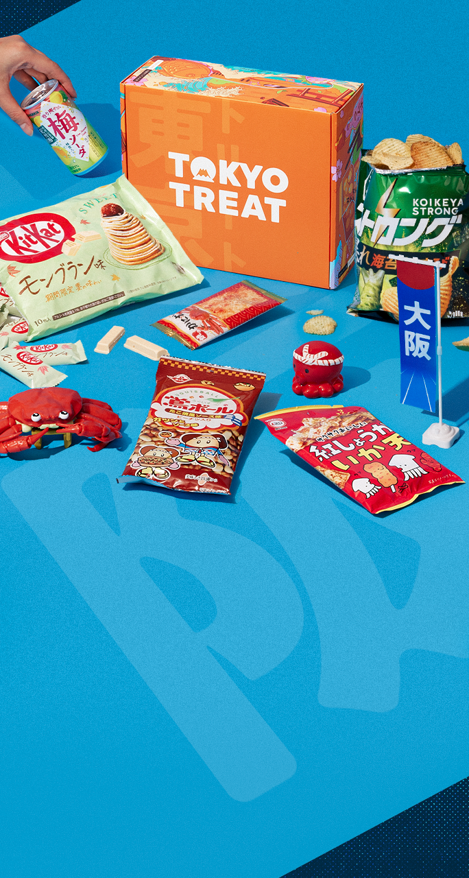 The Osaka Snackathon box on a blue background that says "Osaka" in Japanese.