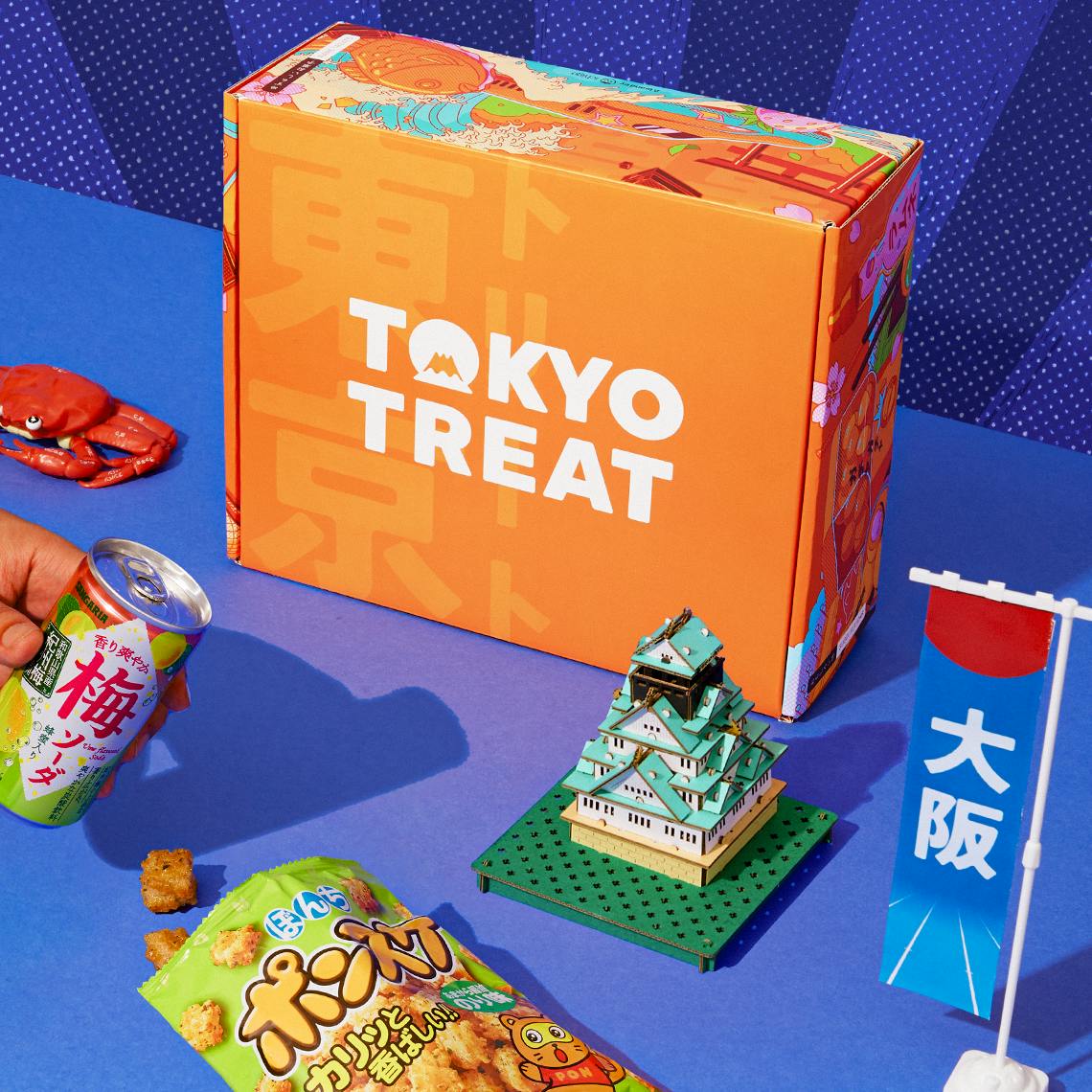 The Osaka Snackathon box on a blue background.