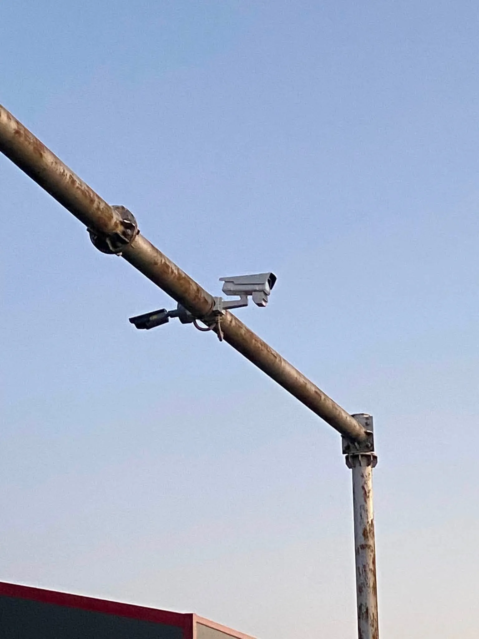 The camera and its infrared illuminator — it works at night with no visible flash