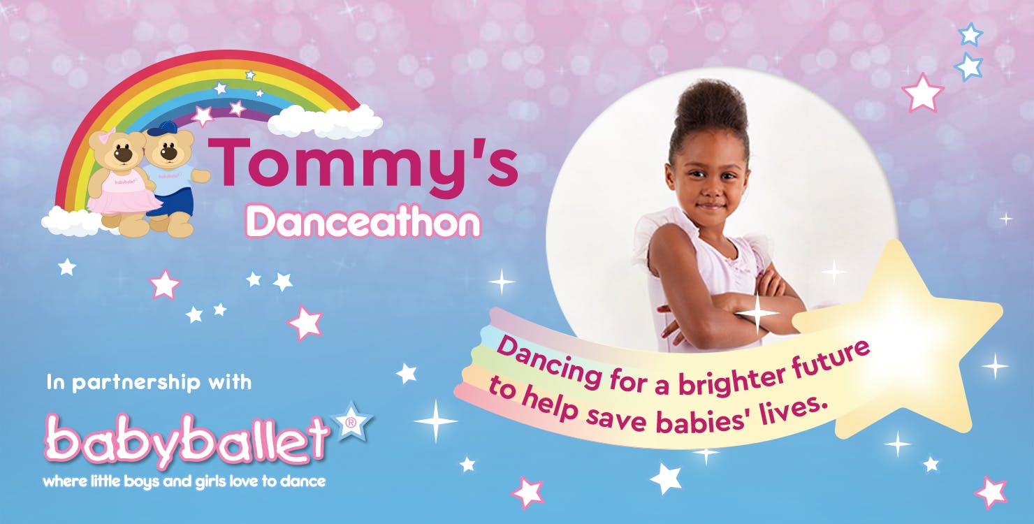 Tommy's Danceathon -  In partnership with babyballet® - illustration of a castle - dancing for a brighter future to help save babies' lives.