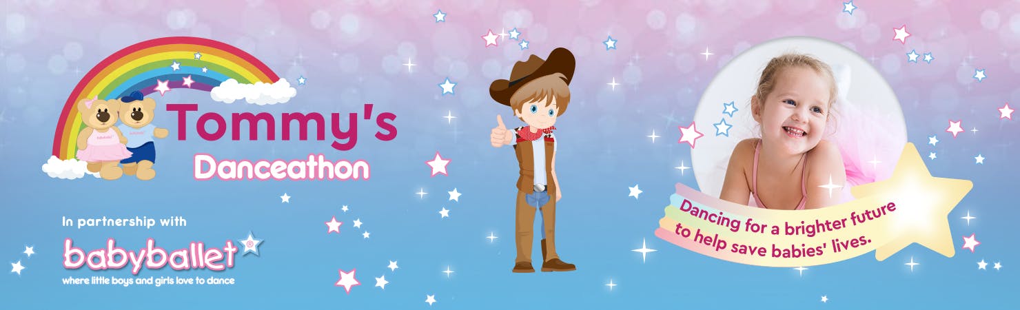 TTommy's Danceathon -  In partnership with babyballet® - illustration of a cowboy - dancing for a brighter future to help save babies' lives.