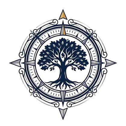A tree inside a compass