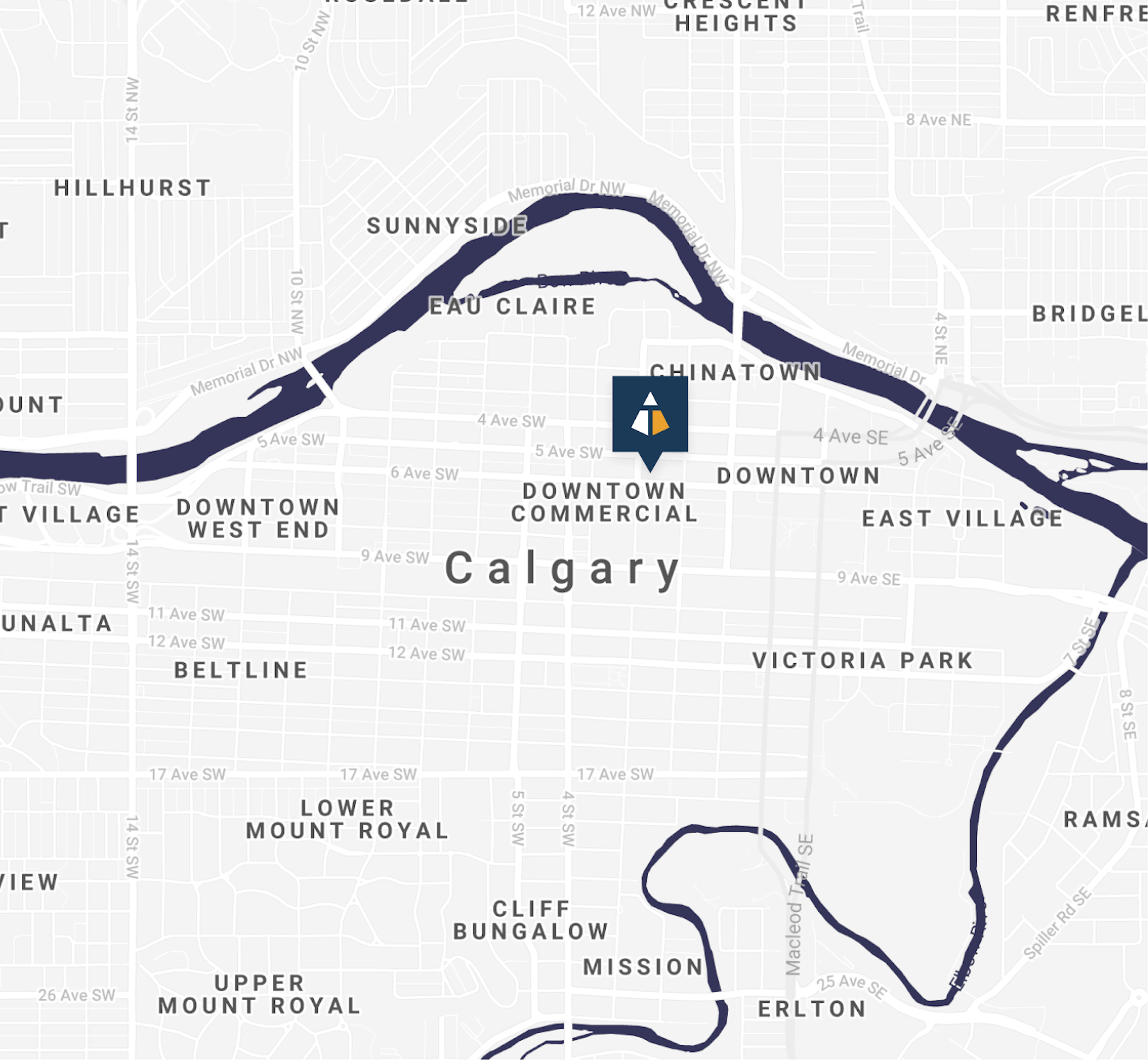 A map showing where Topaz is situated in Calgary