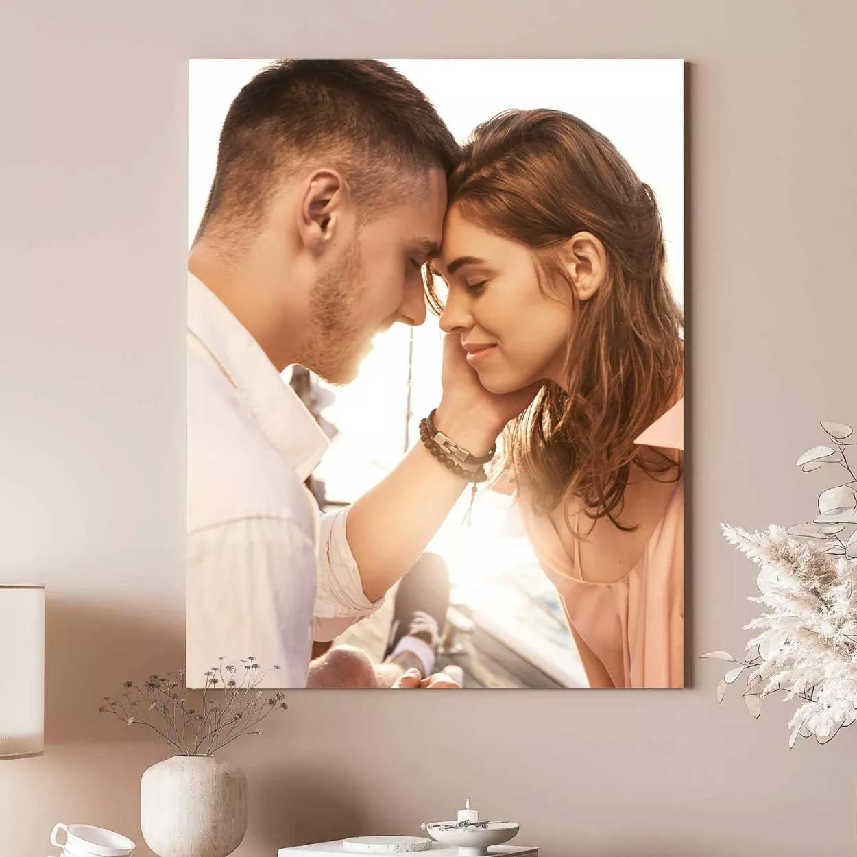 Een foto van een stel op canvas