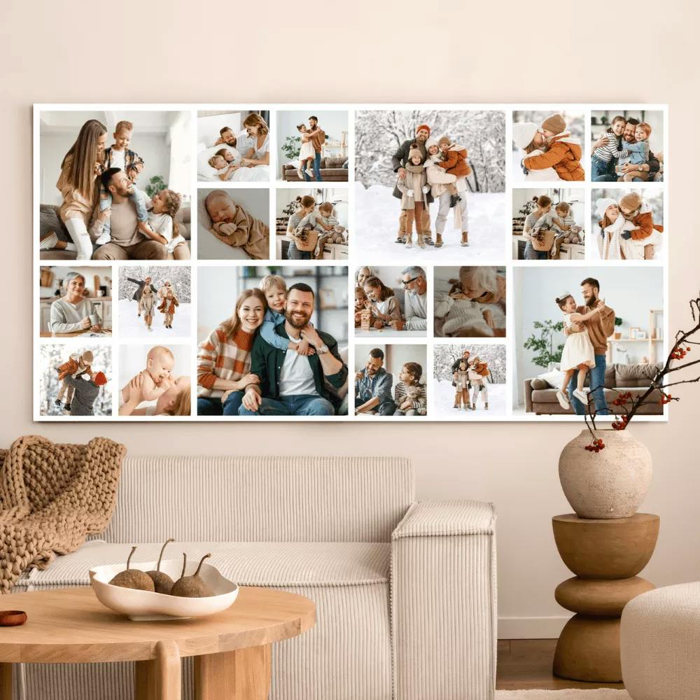 Een canvas collage van een gezin