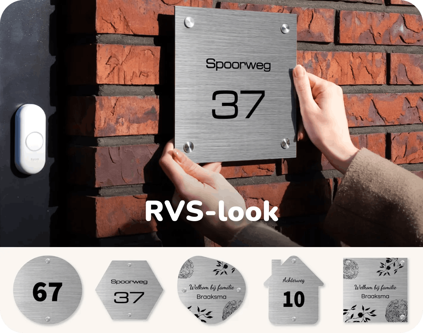Naambordje RVS look