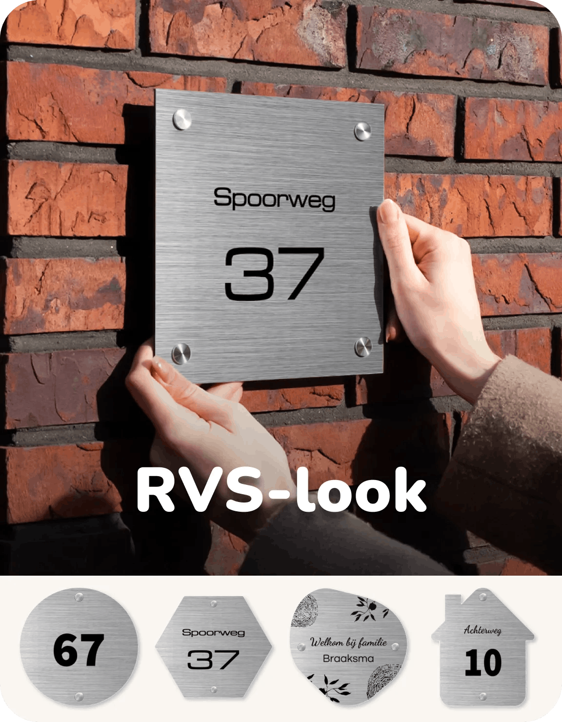 Naambordje RVS look