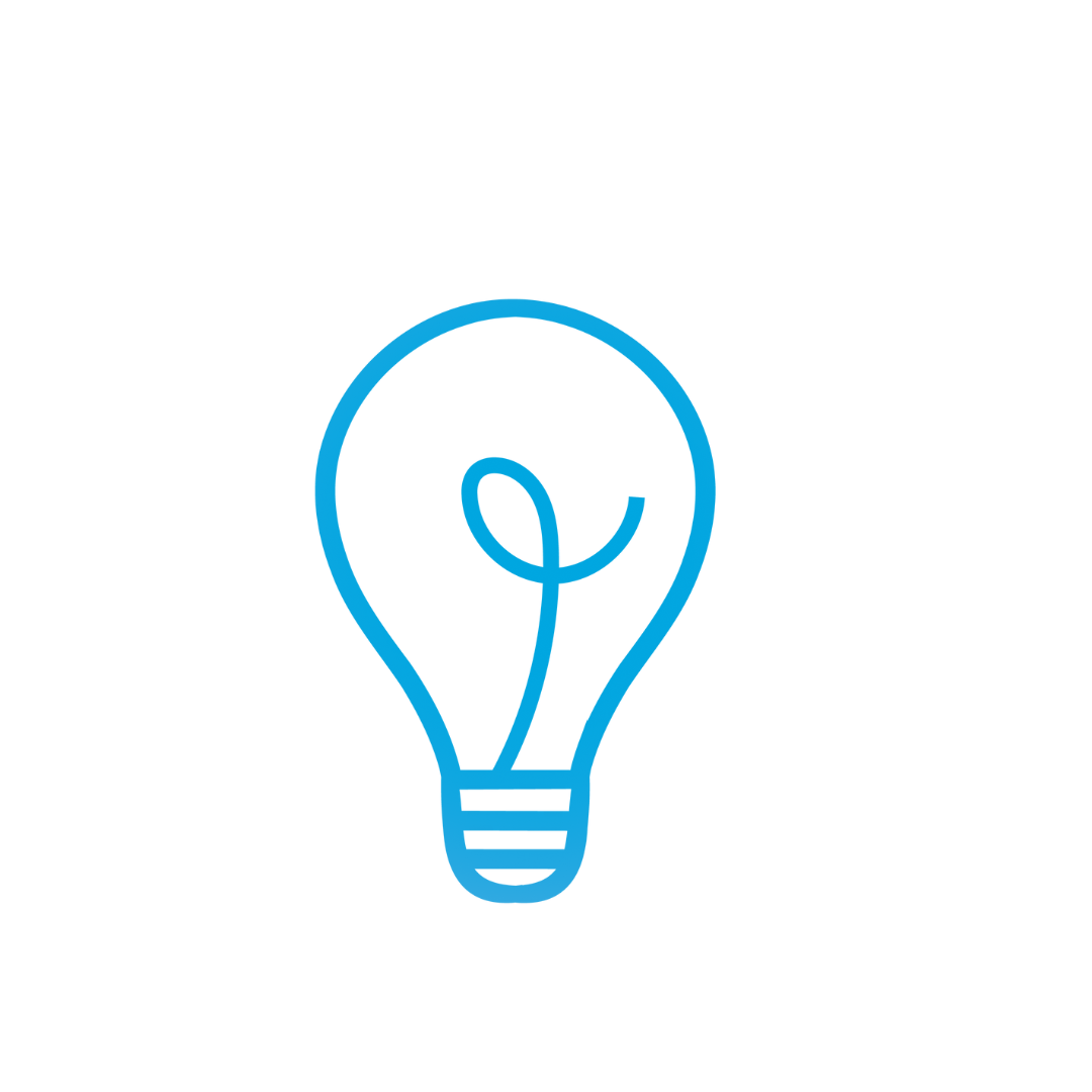 Cartoon drawing of a lightbulb