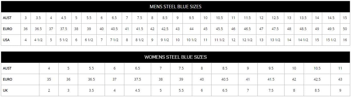 Size Charts - Ausworkwear & Safety